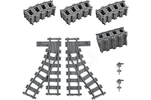 Lekebaby 28PCS City Train Tracks, Classic Train Tracks Accessories, Railroad Building Toy Compatible with All Major Brand - 8PCS Straight and 18PCS Curved with 1 Switch Train Tracks