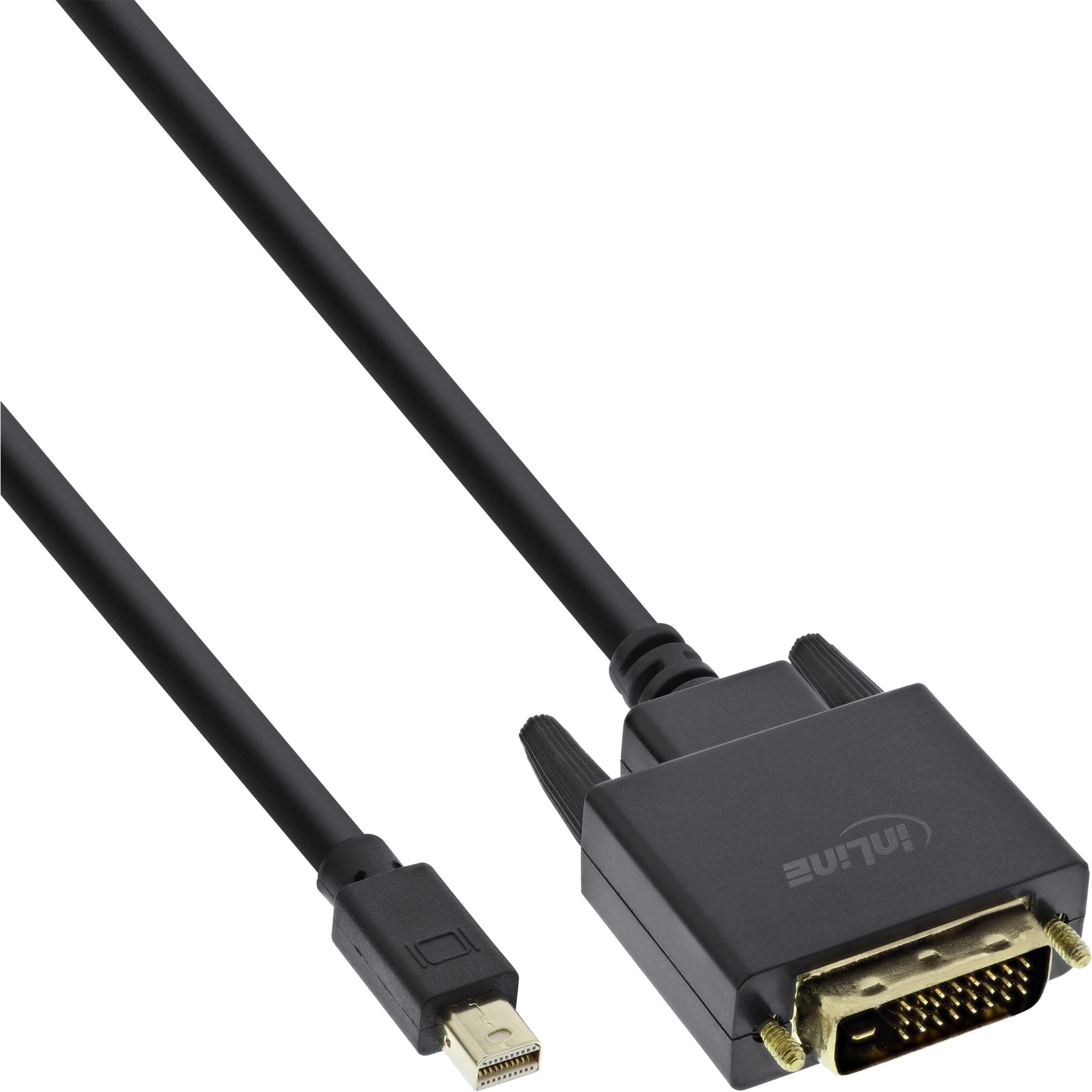 InLine 17226 Mini DisplayPort to DVI Cable, Mini DisplayPort Male to DVI-D 24+1 Male, Black/Gold, 0.5 m