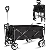 iHomey Collapsible Foldable Cart, Beach Cart Large Capacity, Heavy Duty Folding Wagon Portable, Collapsible Wagon for Sports,