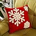 Red Embroidery Christmas Pillow Covers Set of 4, BLUETTEK Snowman, Christmas Deer, Snowflake, Merry Christmas Decorative Throw Pillow Case Cushion Covers 18 X 18 Inch for Bed Sofa