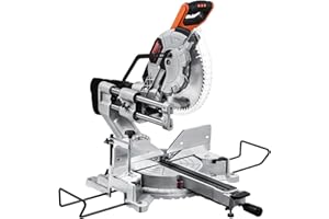 VEVOR Sliding Compound Miter Saw, 12-Inch Blade, 15 Amp Motor, 60-Tooth, Corded Double Bevel Sliding Miter Saw, LED Precision Alignment, Angle Adjustable, for Wood, Composite Decking, Laminates