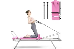VTORY Pilates Reformer, Foldable Pilates Reformer Machine for Home and Gym Workout, 95% Pre-Assembled, 5 Level Resistance, 3 Adjustable Heights, for Beginners & Advanced Users, Portable Equipment for Women