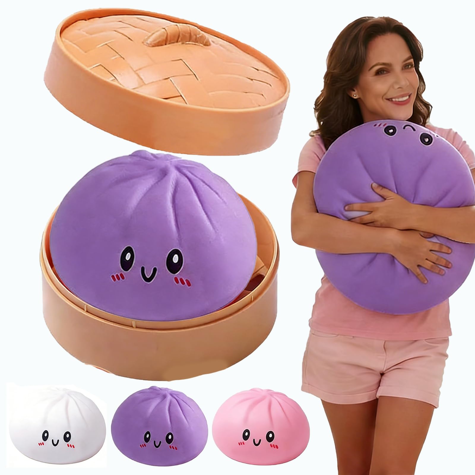 Giant Dumpling Squishy for Adults, 4/6/10 Inch Jumbo Dumpling Stress Ball, Soft Squeeze Decompression Dough, Anxiety Relief Fidget, Adult Fidget Tool (Purple M: 15cm/6 Inch)