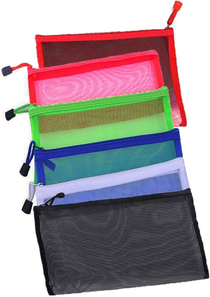 6 Pack Multicolored Mesh Bag Travel Cosmetic Bag Toiletry Pouch Makeup Organizer with Zipper