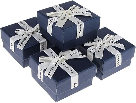 Amazon ギフトボックス アクセサリー ラッピングボックス リボン 箱 ギフト 包装 贈り物 5個入 全4種 ダークブルー 6 2cm ジュエリー収納 オンライン通販