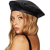 Wheebo PU Leather Berets for Women French Beret Hats Artist Painter Hat Classic Solid Style
