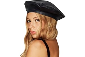 Wheebo PU Leather Berets for Women French Beret Hats Artist Painter Hat Classic Solid Style