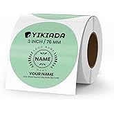 YIKIADA Green Circle Thermal Labels Vinyl 3 Inch Self-Adhesive Round Stickers Roll Waterproof Printer Decals Name Tag for QR Code DIY Office Address 500 PCS