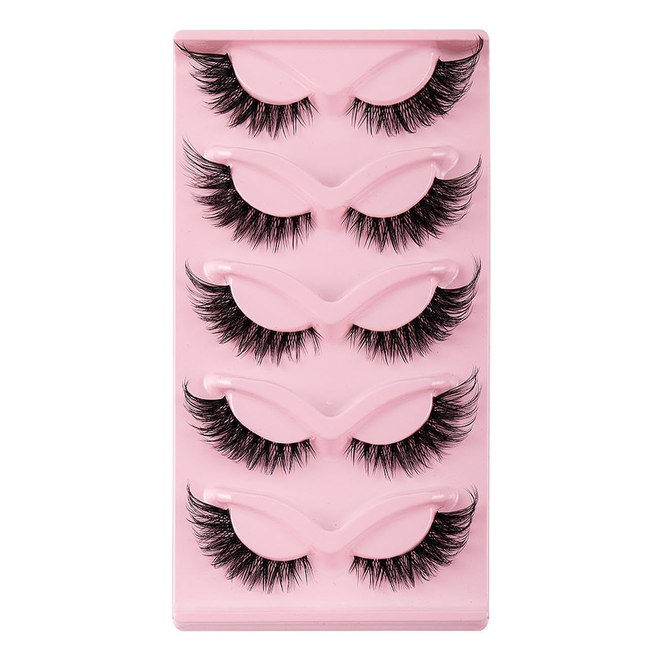 5 Pairs Extra Long False Eyelashes Fluffy Wispy Faux Mink Lashes Fox Cat Eye Style Lightweight Soft Band Enhances Eye Shape & Adds Dramatic Volume, Ideal for Performances Parties Weddings