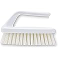 SPARTA Scrub Brush with Iron Shaped Handle and Stiff Bristles, Heavy Duty Scrubber Brush for Kitchen, Bathroom, Shower, Tile, Sink, Carpet and Bakepans, Polypropylene, 6 Inches, White