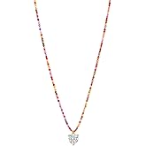XIJIN Beaded Necklaces for Women 14K Gold Plated Heart Zircon Bead Choker Necklace