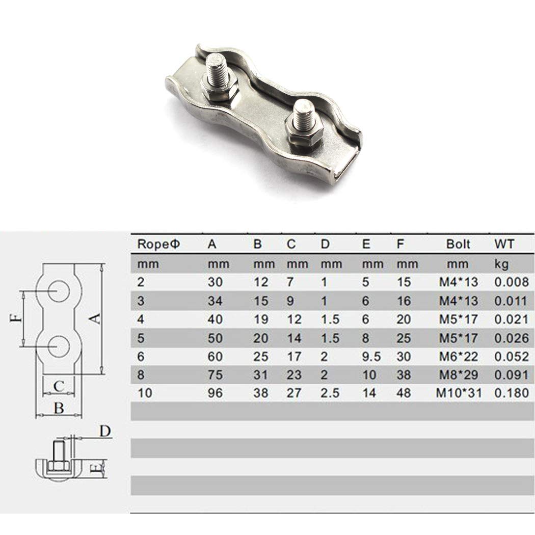 M10 Wire Rope Clip Clamp 304 Stainless Steel Duplex Cable clip (Pack of 2) - Image 5