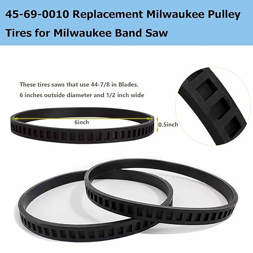 Replacement Bandsaw Pulley Tires – 45-69-0010 Compatible With Milwaukee Portable Band Saws, 6" OD X 1/2" Wide, 2-Pack