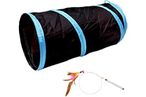 iCAGY Cat Tunnel for Indoor Cats Interactive, Rabbit Tunnel Toys, Pet Toys Play Tunnels for Cats Kittens Rabbits Puppies Crinkle Collapsible Pop Up Black 20"