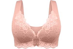 BLCZOMT Front Closure Lace Bra for Women,Comfort Glamorette Plus Size Wireless Bras,Full Coverage Seamless Soft Daisy Bras