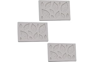 MNIXY 3 Pcs Leaves Fondant Molds Silicone Leaves Modeling Moulds for Cake Decoration Icing Sugar DIY Molds