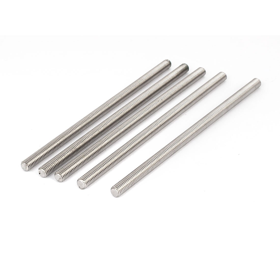 Sourcingmap M6 x 130mm 304 Stainless Steel Fully Threaded Rod Bar Studs Silver Tone 5 Pcs