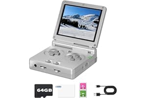 WESICH RG35XXSP Flip Retro Game Console,3.5 Inch IPS Screen 640x480,Built-in 64GB TF Card,with 3300mAh Battery Linux System Classic Game Console,Support HD and TV Output Casual Game Console(Silver)