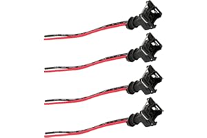 Polcatay 4 PCS Car Fuel Injector Connector, Standard Specification Injector Socket with Extended Pigtail Wiring Harness, Waterproof Shell + Copper Core Plug, Universal for Most Cars (Black)