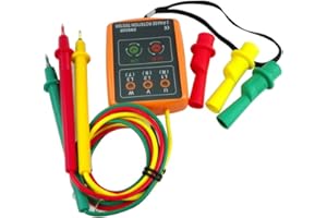 Leaton® 3 Phase Sequence Presence Rotation Tester Indicator Detector Meter with LED and Buzzer Tester Phase Indicator 60V~600V AC(3 Phase AC)