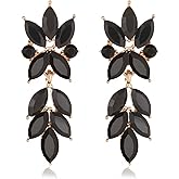 Met-edianger Sparkly Rhinestone Drop Dangle Earrings Wedding Earrings for Brides Bridesmaids Fancy Crystal Leaf Bridal Earrings for Women