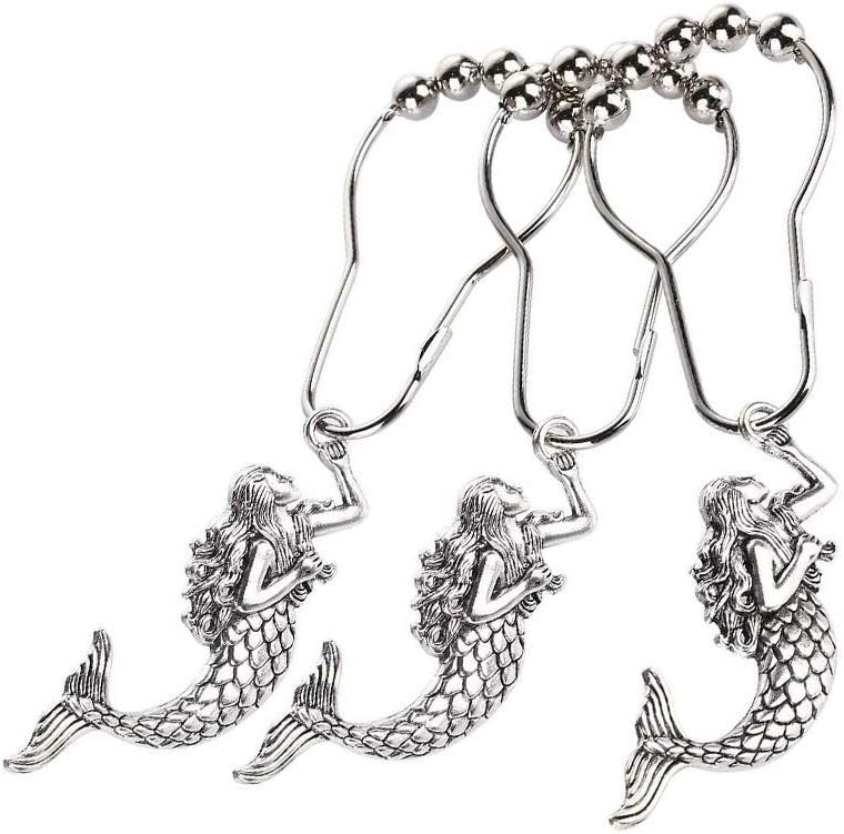 Amazon Com Aitian Mermaid Shower Curtain Hooks Rings Silver