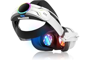 AROCOVR RGB Head Strap for Oculus/Meta Quest 3/3s Head Strap with Battery 10000mAh Pack for Extended 8 Hrs of Playtime, Fast Charging VR Power, Adjustable Elite Strap Enhanced Support and Balance in VR