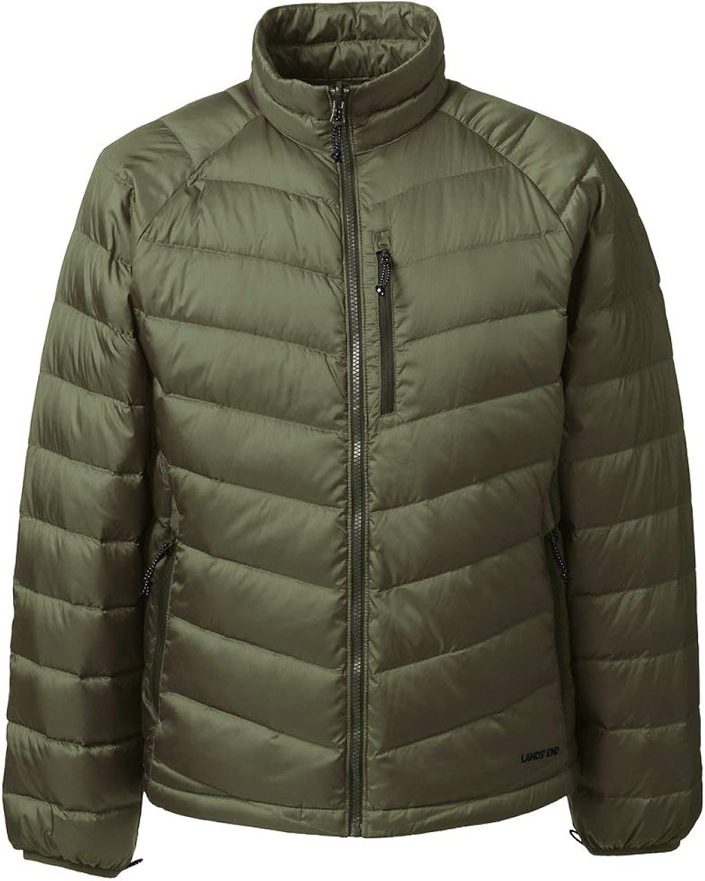 Lands' End Men's 800 Down Packable Jacket, S, Smokey Olive at Amazon
