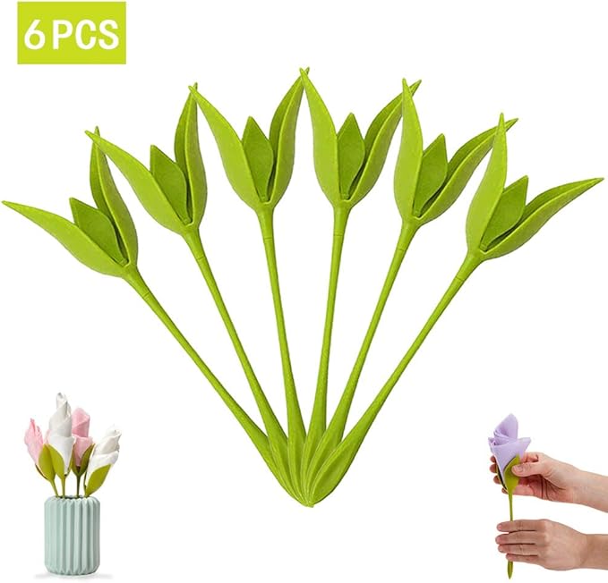 Set of 6 Bloom Napkin Holders Flowers Floral Green Design for Table