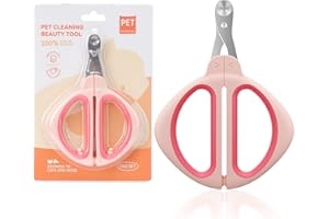 Tecfino Cat Nail Clipper, Cat Nail Trimmer with Positioning Round Hole, Sharp Non-Slip Handle Cat Claw Clipper, Safe Indoor Cat Nail Clipper, Pet Nail Clipper for Cats, Puppies and More Animals - Pink