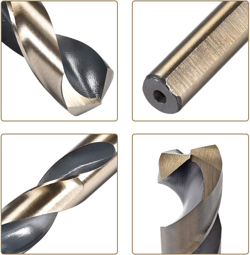sourcing map Reduced Shank Twist Drill Bits 18mm Black Nitride & Gold Titanium Coated High Speed Steel 4341 with 10mm (3/8") Shank for Stainless Steel Alloy Metal Plastic Wood - Image 4