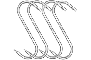 HONSHEN Meat Hook, 8Inch 10mm Heavy Duty S-Hooks Stainless Steel Meat Processing Butcher Hooks (10mm8inch)
