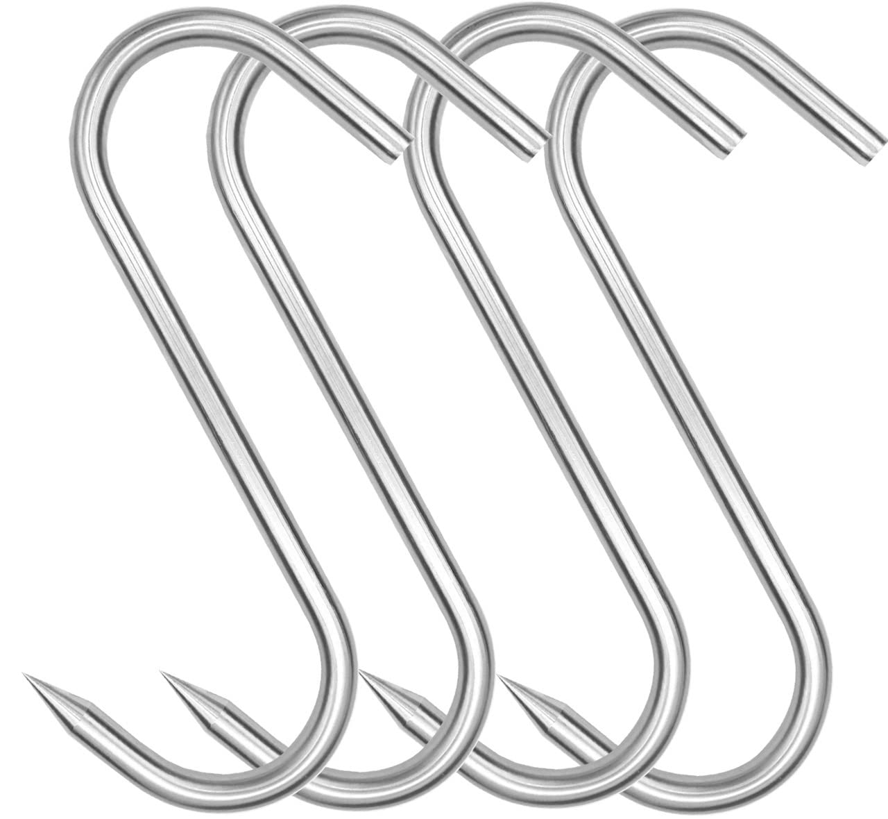 HONSHEN Meat Hook, 8Inch 10mm Heavy Duty S-Hooks Stainless Steel Meat Processing Butcher Hooks (10mm8inch)