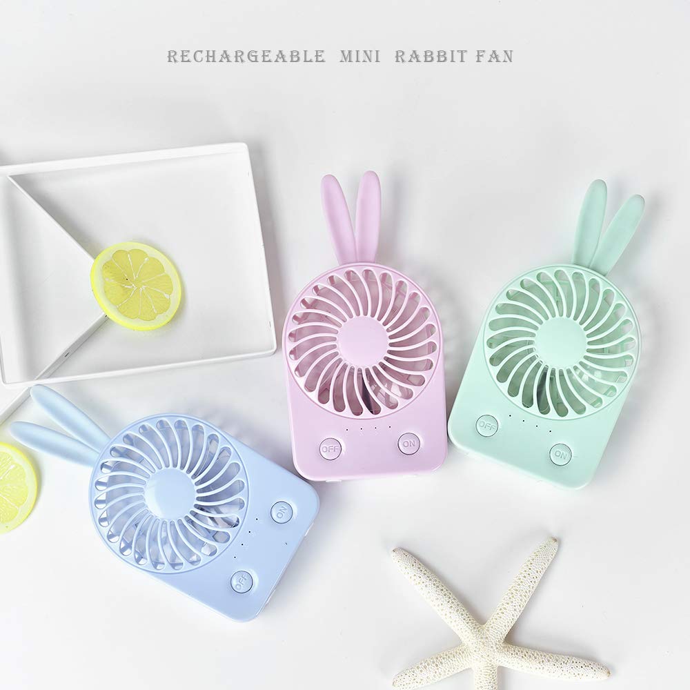Paraclement Portable Desk Fan with Rechargeable, 1000mA Mini Rabbit Fan, Outdoor Activities Office, For Home Office Travel Ourdoor