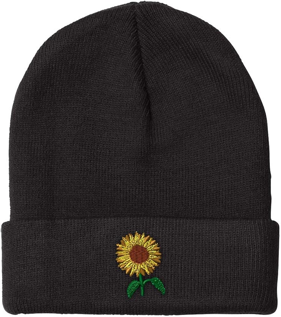 Custom Beanie for Men & Women Sunflower A Embroidery Acrylic Skull Cap Hat