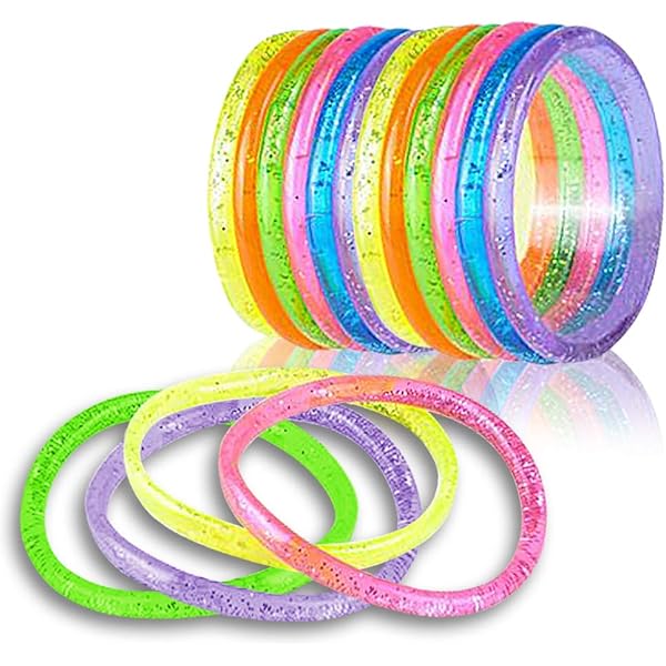 Hotop 100 Bracelets Gelée Silicone Luminescents | Multicolore | Pour Fille, Femme, Cadeau
