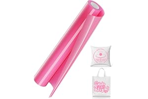 LOFFA Pink HTV Vinyl Rolls, Heat Transfer Vinyl for T-Shirt, 12'' X 10ft Pink Iron on Vinyl Compatible with Cricut and All Cutting Machines, Heat Press Vinyl for Fabric Craft DIY
