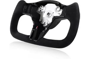 MOTAFAR Yoke Racing Steering Wheel For Tesla Model 3 Model Y 2017-2023 Of All Years,without Front Trim Personalised Modified Steering Wheel Conversion With Heating - Black Tumbled Leathe