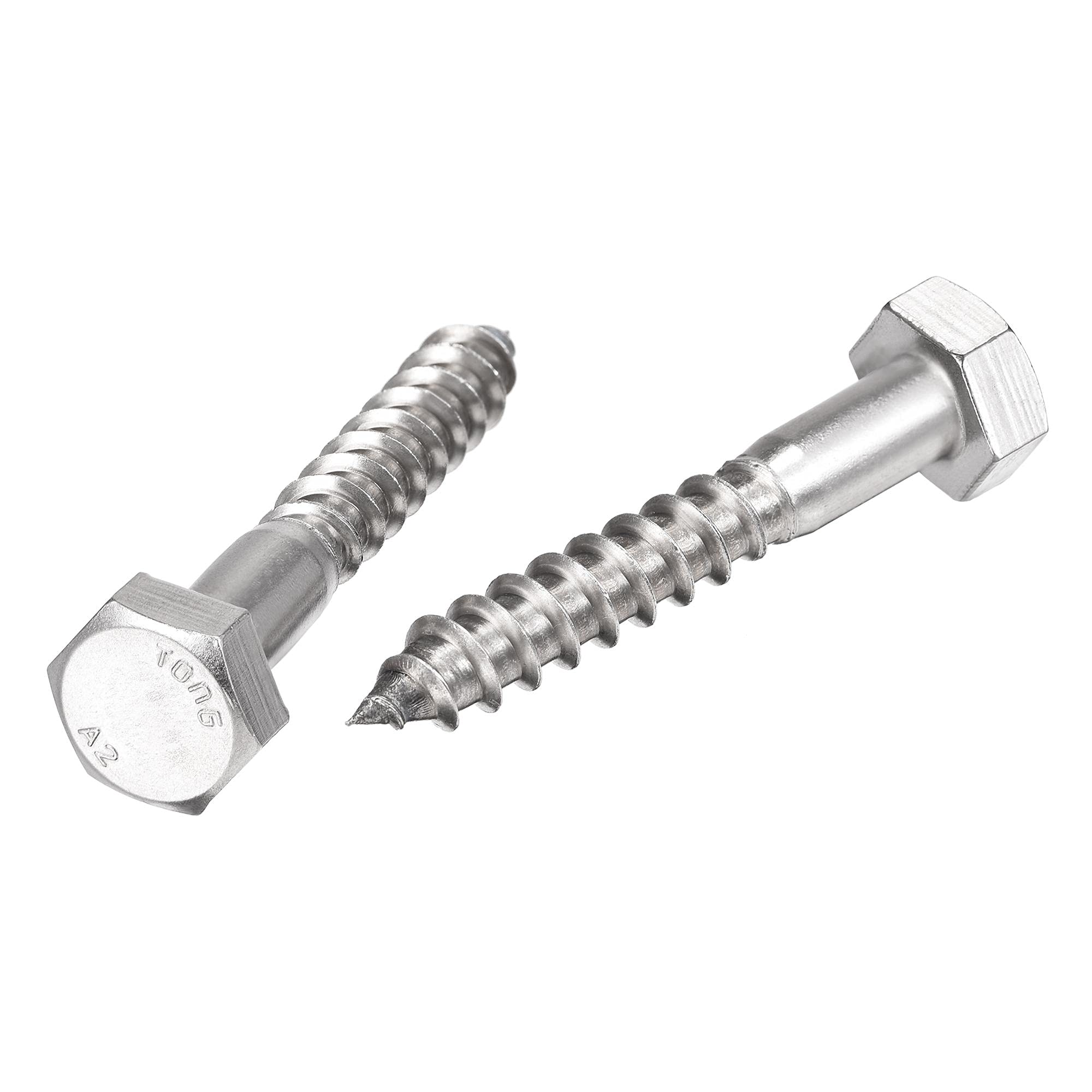 sourcing map Hex Lag Screws, M10 x 65mm 304 Stainless Steel Half Thread Self-Tapping Bolts for Wood Screw 10Pcs