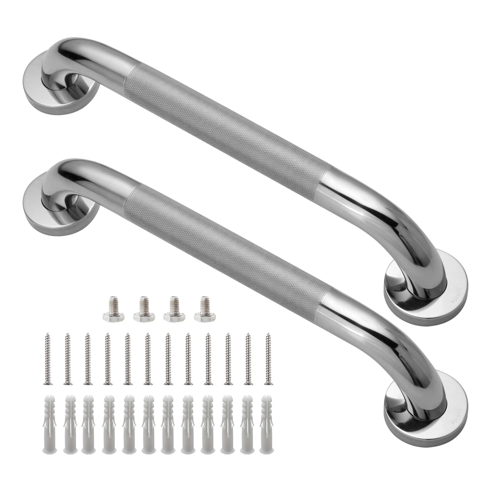 Shower Grab Bar, 2 Pack 16 Inch Bathroom Grab Bar, 304 Stainless Steel 1.25