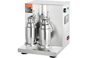Uargd 120W Commercial Milkshake Machine, Double-Head Milk Tea Shaker with Adjustable Timer, 750ml Stainless Steel Cup, Ideal 