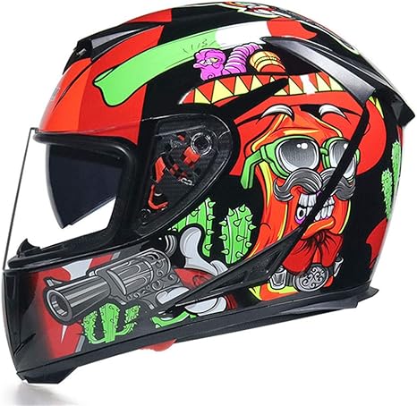 Amazon Co Jp ヘルメットフルフェイスヘルメットオートバイの内部サンバイザー男性と女性フルフェイスヘルメットパーソナリティダブルレンズ機関車アンチフォグヘルメット A L ホーム キッチン