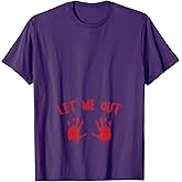 Let Me Out Bloody Hand Print Pregnant Halloween Costume T-Shirt