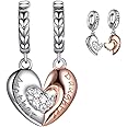 FOREVER QUEEN Mom Mother Daughter Heart Love Charms Dangle Charm Bead Set Fit Bracelet for European Snake Chain 925 sterling silver Pendant for Necklace
