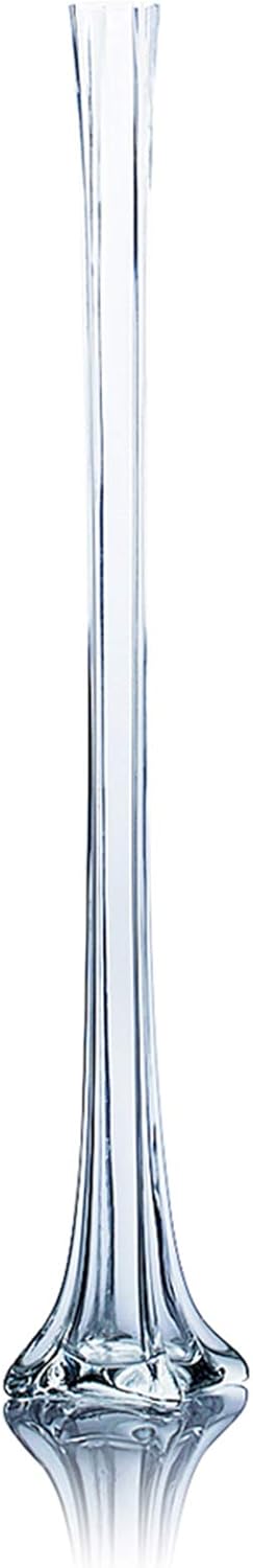 WGV Eiffel Tower Vase, Open 2", Height 28", Clear Glass Floral Container with Sturdy Base, Flower Banquet Centerpiece for Wedding Party Event Home Office Decor, Arts Crafts, 1 Piece