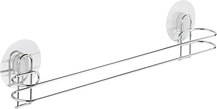 WENKO Static-Loc® toallero de barra Osimo - fijar sin taladrar, Acero, 45 x 11.5 x 6 cm, Cromo