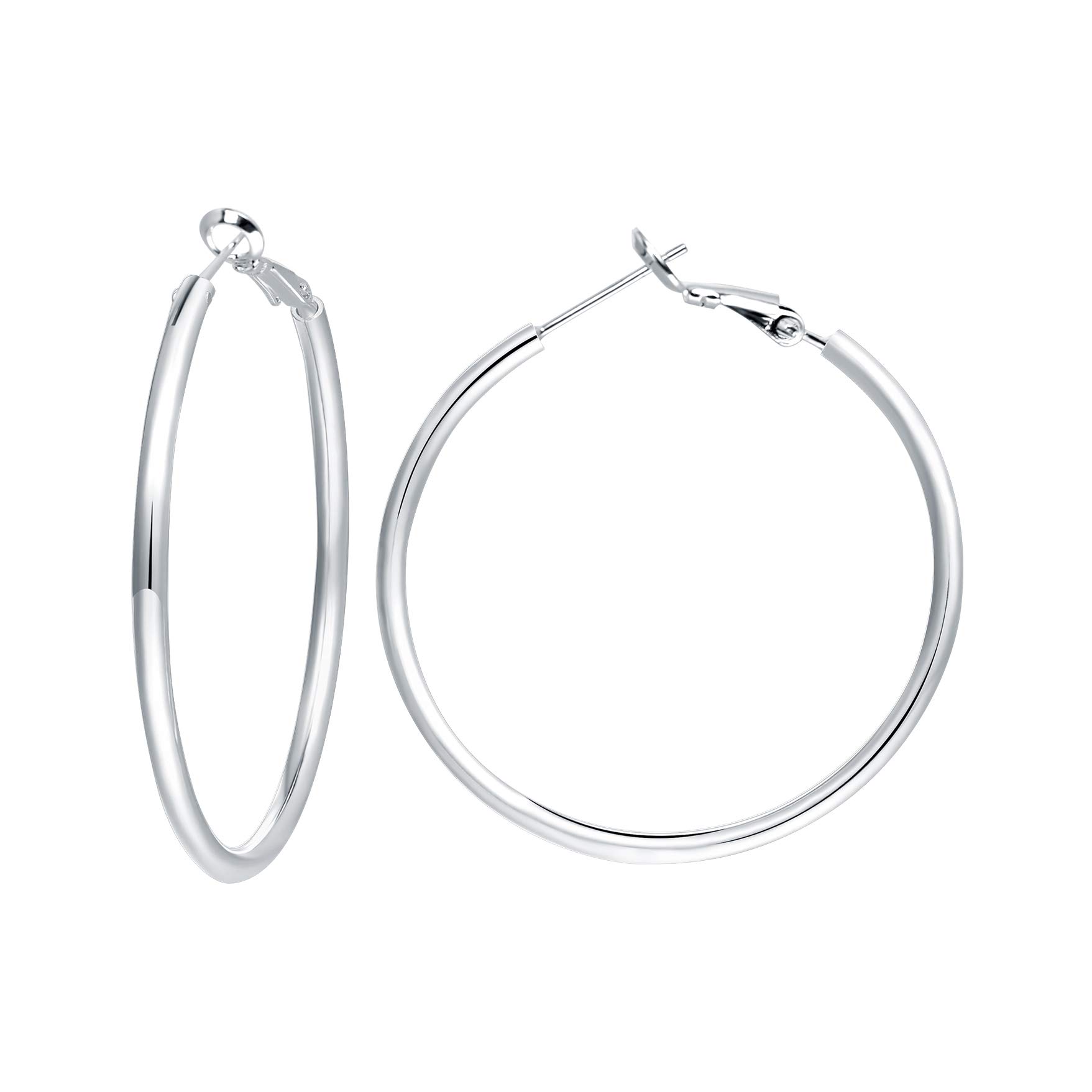 Silver Hoop Earrings Hypoallergenic Endless 925 Sterling Silver Hoops Earrings for Women Girls Large Hoop Earrings Gifts Valentine's Day Gifts(50mm)