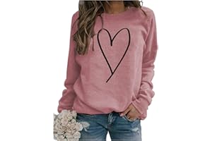 BOFUPAGO Womens Love Heart Sweatshirt Cute Graphic Long Sleeve Tops Happy Valentine's Day Shirts Lightweight Pullover