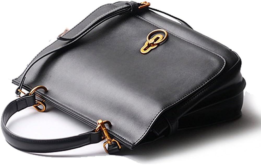 Women's Fashion Genuine Leather Turn Lock Clasp Purse Bag Twist Lock