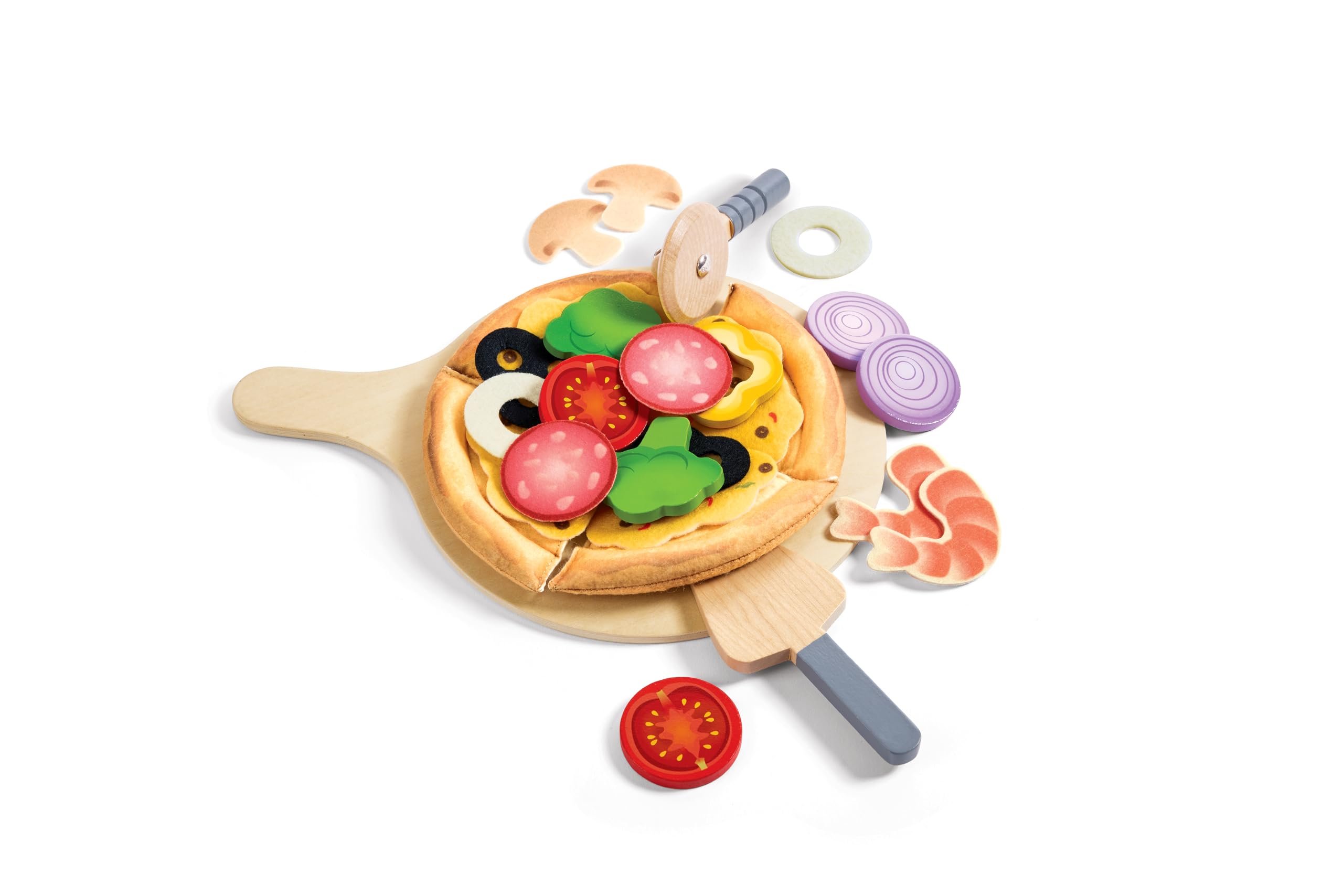Hape Homemade Pizza Playset – 3+ Years, Pizza Oven, Toppings, Cutter, Slicer for Creative Role Play